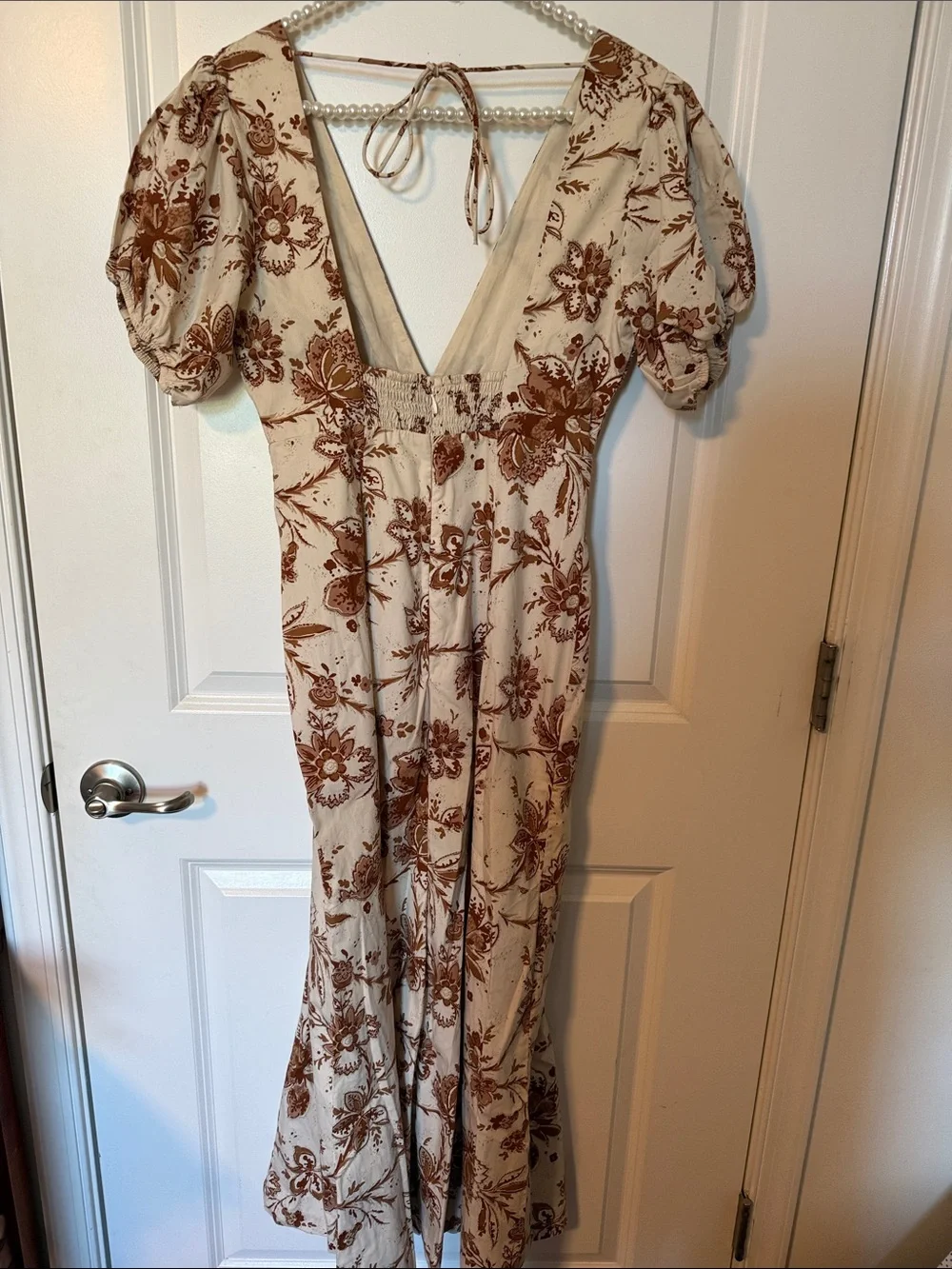 Abercrombie & Fitch Cream Maxi Dress with Brown Floral Print